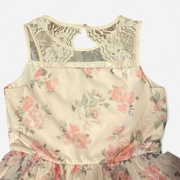 Zenzii Girls Dress - size XL 14/16 pink flowers lace poofy full sleeveless - Picture 4 of 8